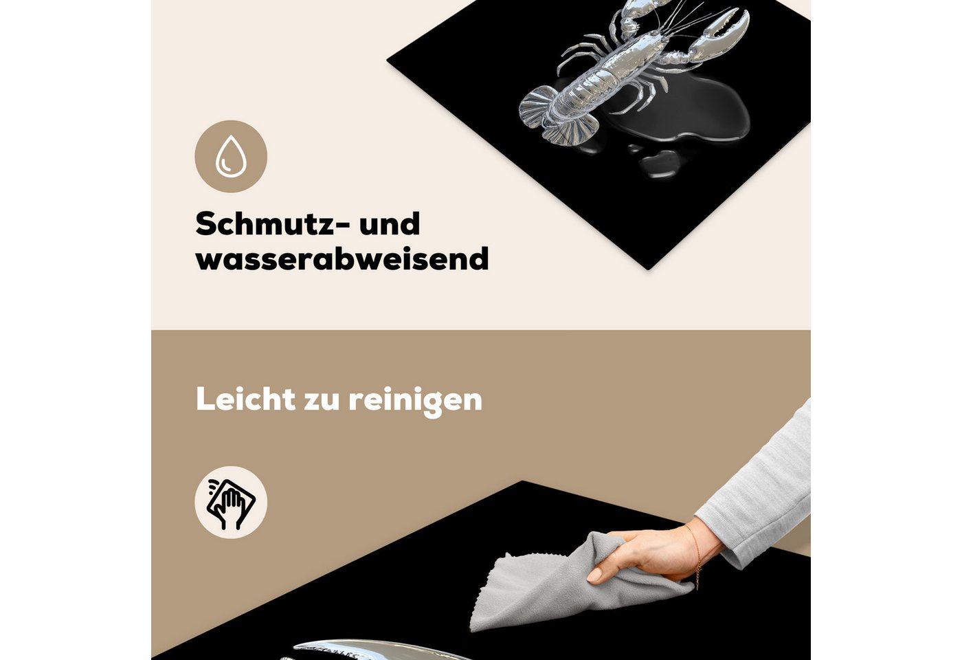 MuchoWow Herd-Abdeckplatte Hummer - Silber - Metallisch - Luxus, Vinyl, (1 tlg), Ceranfeldabdeckung Küche, Herdabdeckplatte Einteilig, 60x52 cm Bild 5