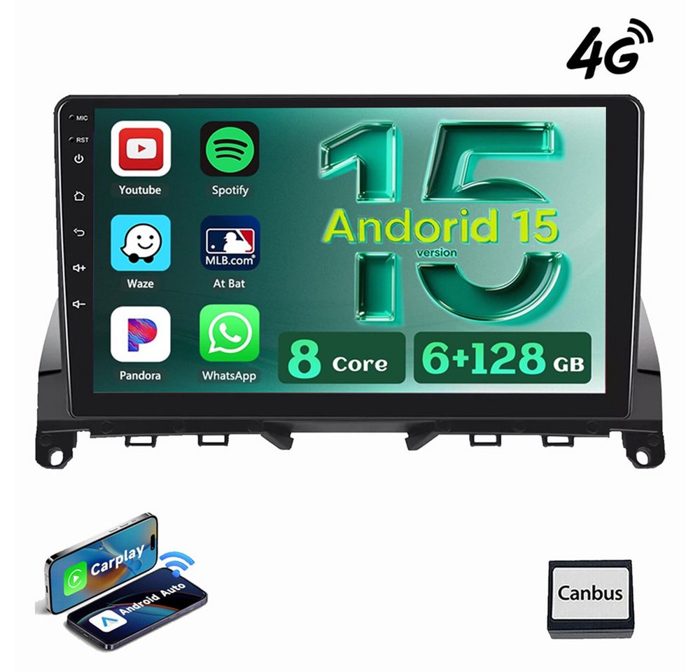 ESSGOO 9" Für Mercedes Benz C-Klasse W204 S204 6+128GB 8-Kern Carplay Autoradio (RDS, Digitalradio (DAB), FM, AM, Apple Carplay Android Auto GPS Navi WIFI EQ) Bild 5