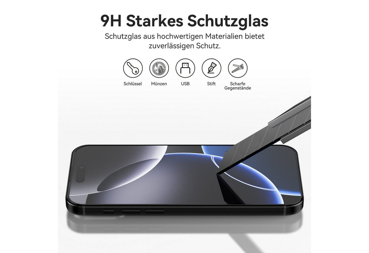 Sytifro Schutzfolie Panzerglas für iPhone 18 &17, 10H Härte Schutzfolie, Displayschutz, (iPhone 17 Pro Max/ iPhone 17 Pro/ iPhone 17 Air/ iPhone 17/ iPhone 16 Pro Max/ iPhone 16 Pro/ iPhone 16 Plus/ iPhone 16, HD- Panzerglasfolie, blasenfrei Displayschutzfolie), 3 Schutzglas + 1 Montagerahmen, Premium Panzerfolie