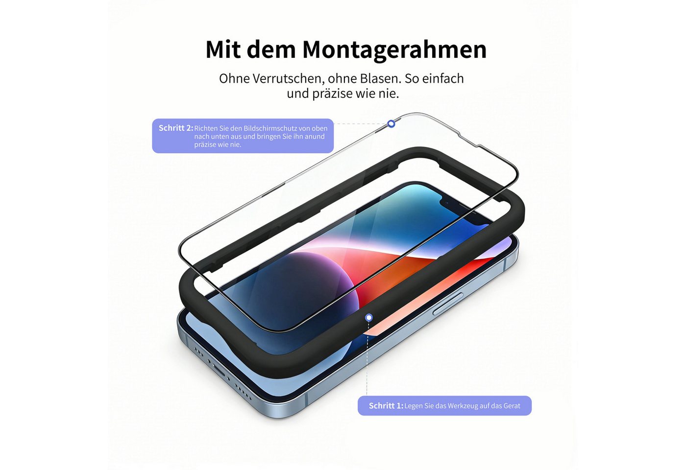 Sytifro Schutzfolie Panzerglas für iPhone 18 &17, 10H Härte Schutzfolie, Displayschutz, (iPhone 17 Pro Max/ iPhone 17 Pro/ iPhone 17 Air/ iPhone 17/ iPhone 16 Pro Max/ iPhone 16 Pro/ iPhone 16 Plus/ iPhone 16, HD- Panzerglasfolie, blasenfrei Displayschutzfolie), 3 Schutzglas + 1 Montagerahmen, Premium Panzerfolie Bild 4