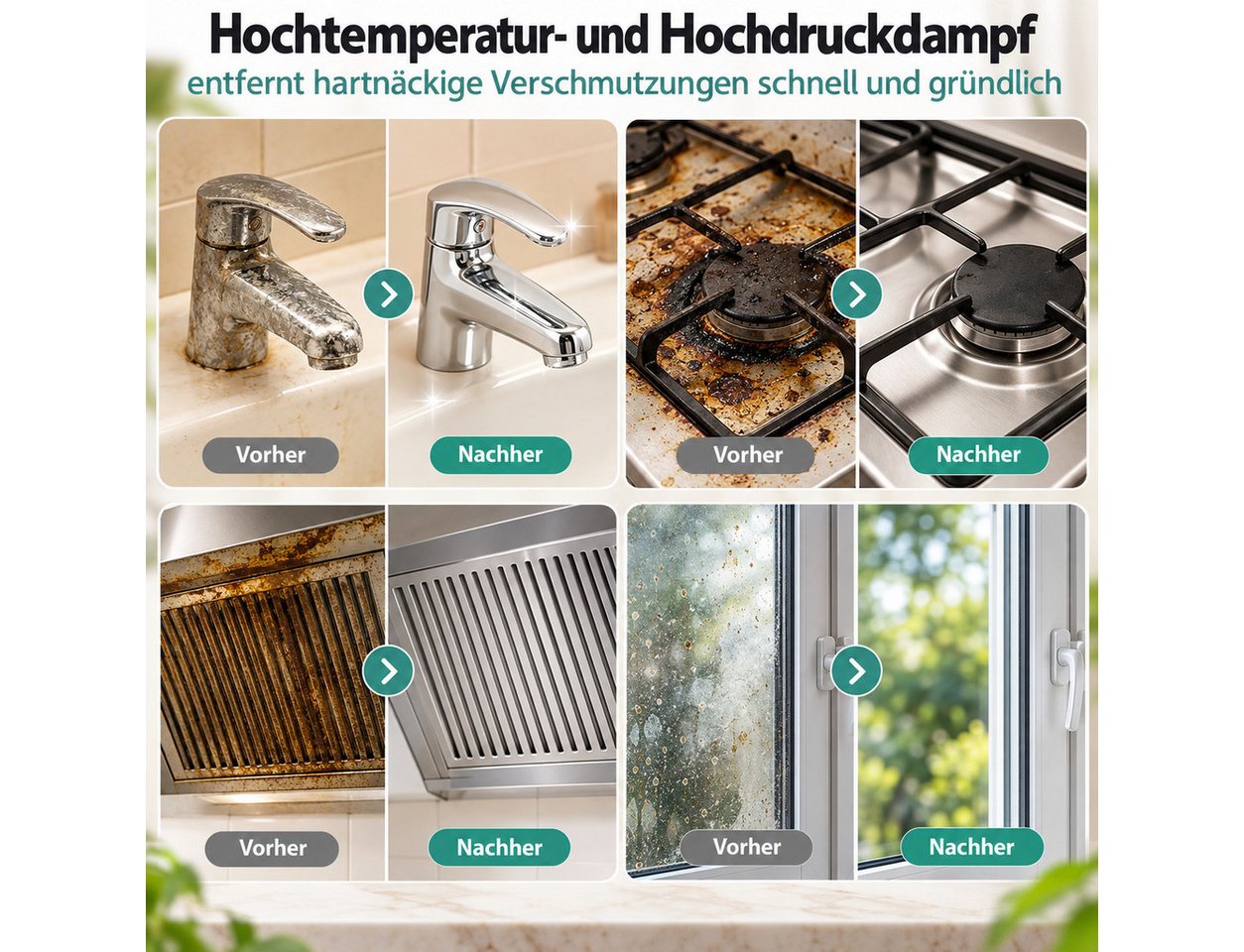 Forrlite Dampfreiniger 3000W, 15-in-1 Handdampfreiniger, 99,99 % Keimabtötung, 0 Chemikalien, Steam Cleaner für Auto, Küche, Badezimmer, Fliesen, Fenstern