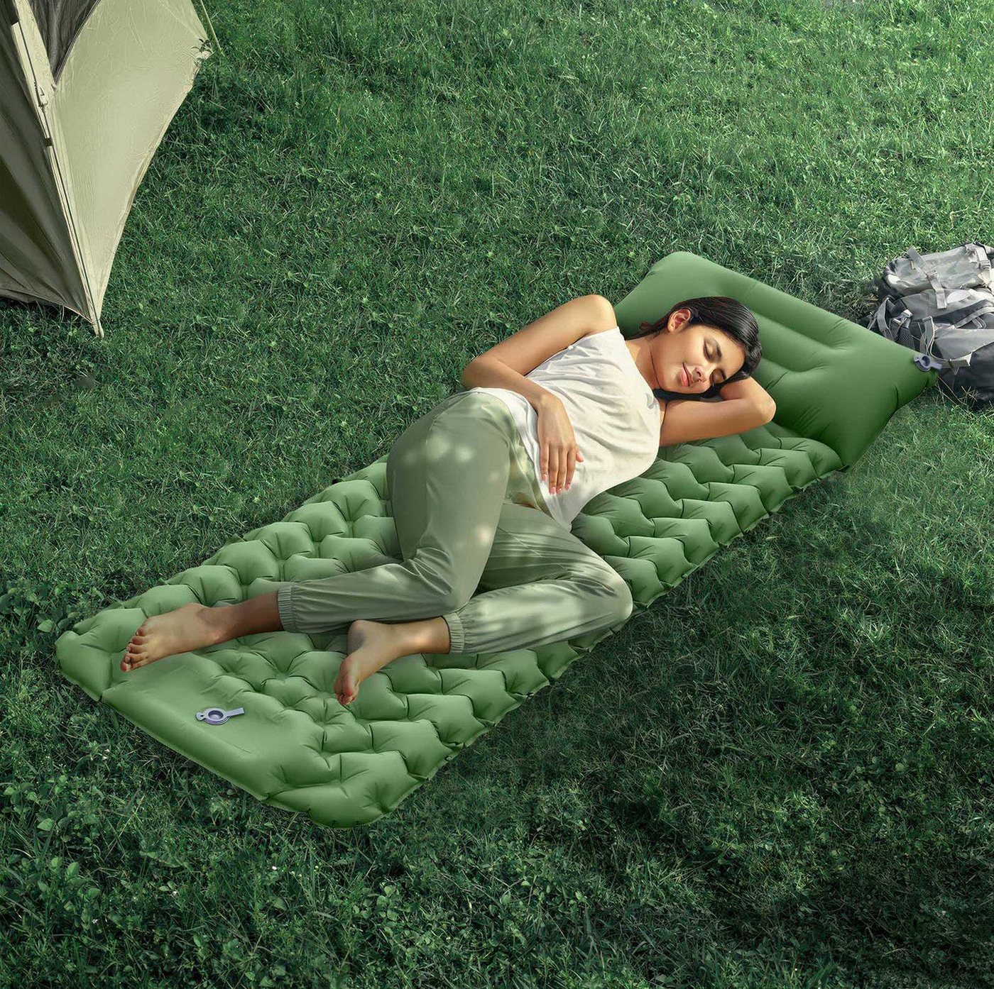 LEMLIT Isomatte Isomatte Selbstaufblasend mit kopfkissen Outdoor campingmatte, (1er Set, 1-tlg., 193*68*8cm), Camping Luftmatratze mit Kissen & Fußpumpe