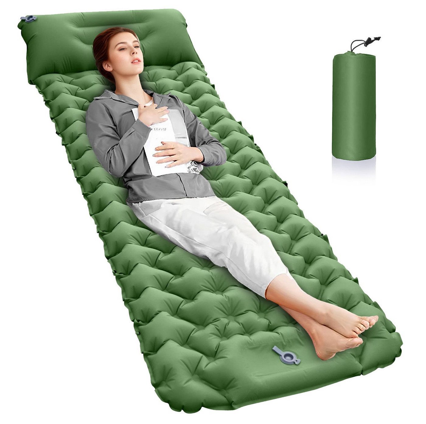 LEMLIT Isomatte Isomatte Selbstaufblasend mit kopfkissen Outdoor campingmatte, (1er Set, 1-tlg., 193*68*8cm), Camping Luftmatratze mit Kissen & Fußpumpe Bild 3