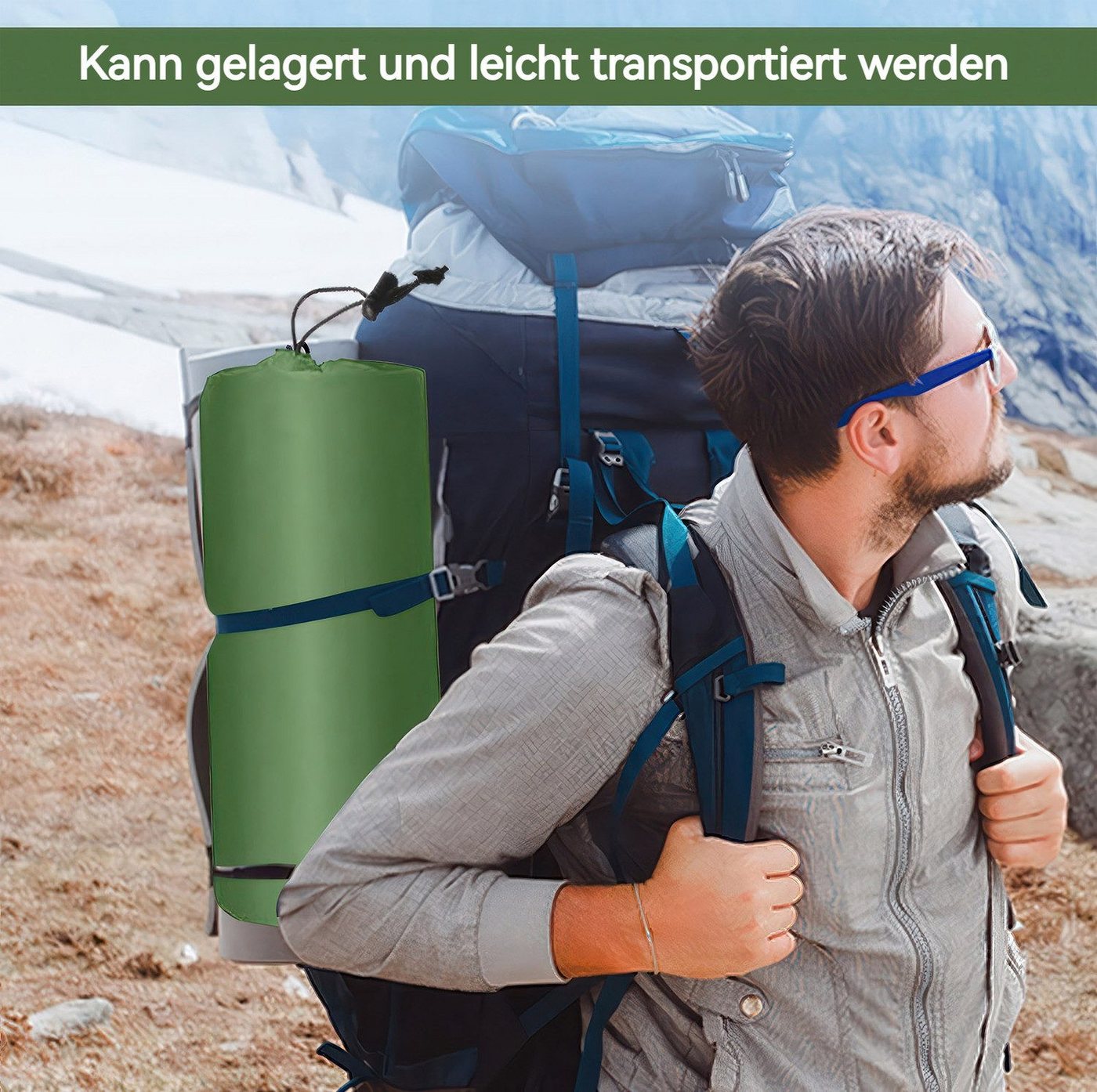 LEMLIT Isomatte Isomatte Selbstaufblasend mit kopfkissen Outdoor campingmatte, (1er Set, 1-tlg., 193*68*8cm), Camping Luftmatratze mit Kissen & Fußpumpe Bild 5
