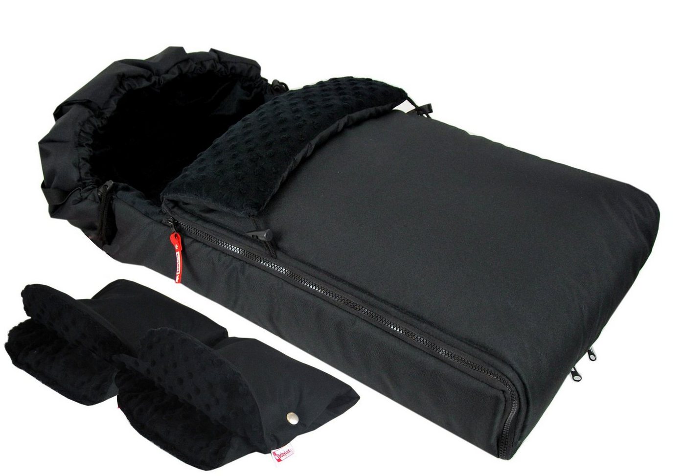 BabyLux Fußsack BABYLUX Fußsack MINKY Kinderwagen Buggy Fleece Babyschale Thermo, Schwarz + Schwarz 3tlg + Muff Bild 2