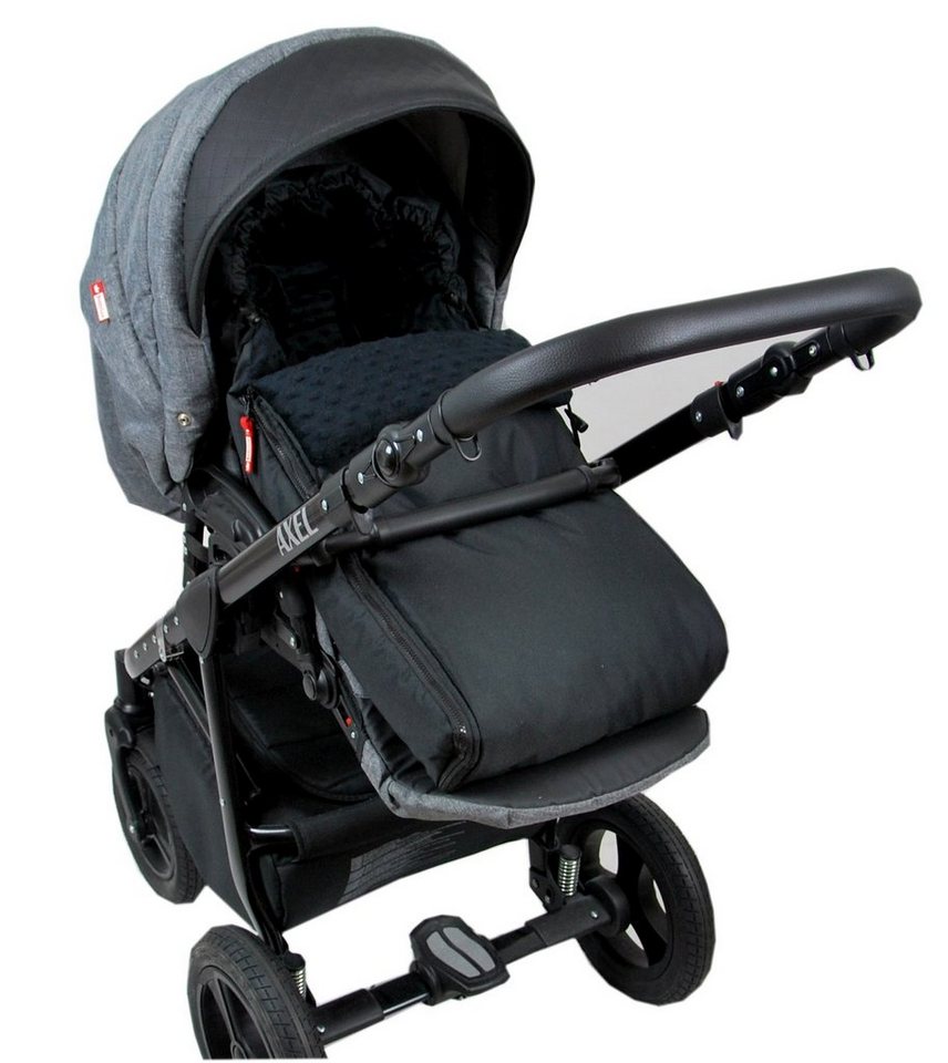 BabyLux Fußsack BABYLUX Fußsack MINKY Kinderwagen Buggy Fleece Babyschale Thermo, Schwarz + Schwarz 3tlg + Muff Bild 5