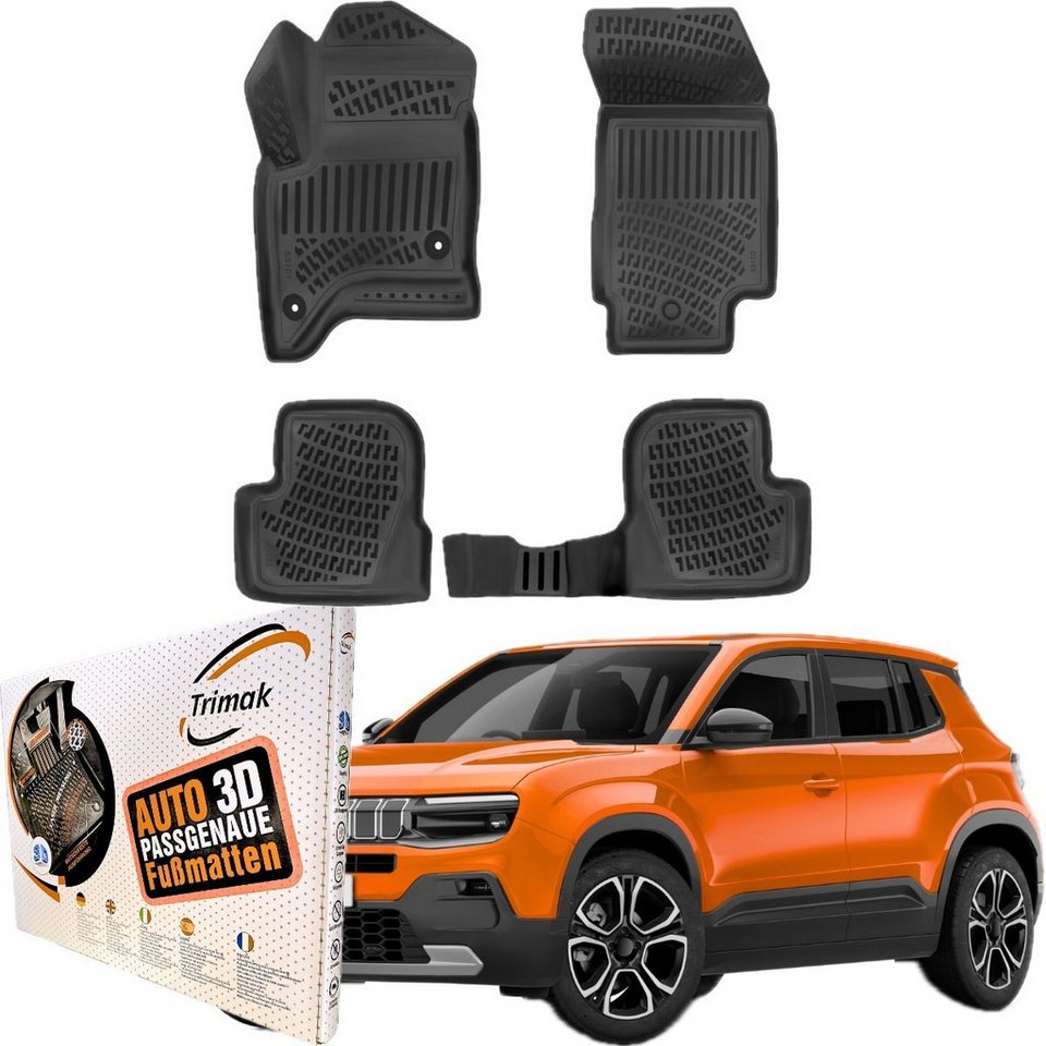 Trimak Passform-Fußmatten Oder Kofferraumwanne Oder Set kompatibel mit Jeep Avenger, Jeep Avenger e-Hybrid ab 2015 Gummimatten Auto Allwetter Fussmatten