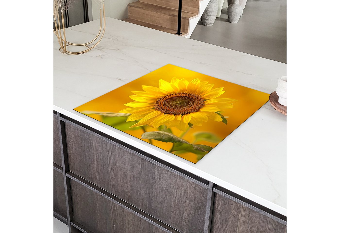 MuchoWow Herd-Abdeckplatte Sonnenblume - Blume - Gelb, Vinyl, (1 tlg), Cerankochfeld Abdeckung, Herd Abdeckplatten Vinyl, 58x59 cm Bild 4