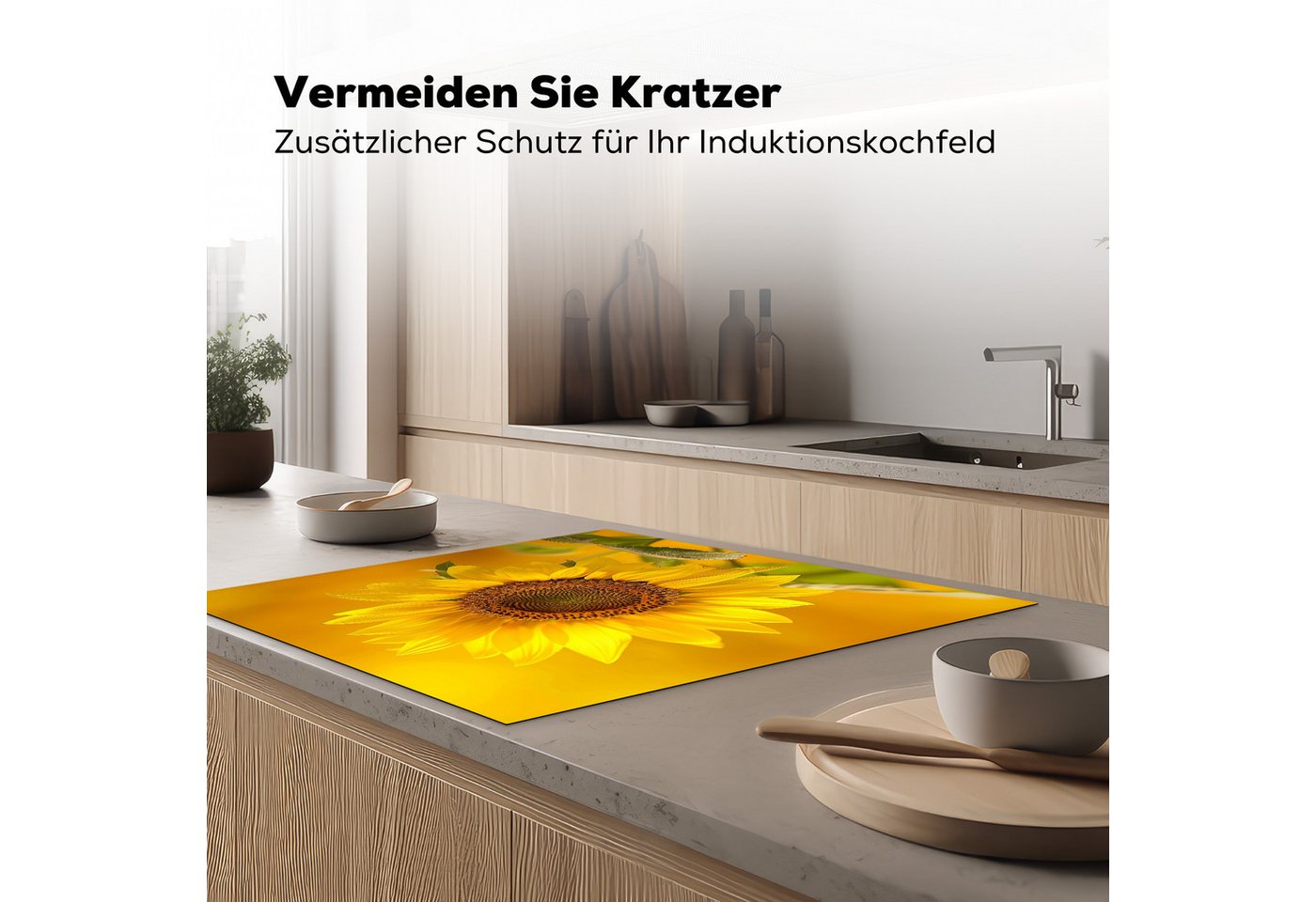 MuchoWow Herd-Abdeckplatte Sonnenblume - Blume - Gelb, Vinyl, (1 tlg), Cerankochfeld Abdeckung, Herd Abdeckplatten Vinyl, 58x59 cm Bild 5