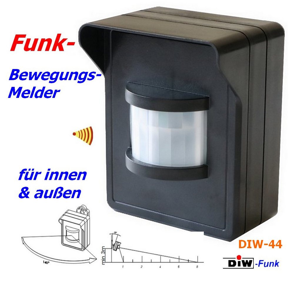 DIW-Funk Bewegungsmelder PD-543 DIW-FUNK Bewegungsmelder IP44 mit Outdoor-Funkstecker DOR-2300, (Funk-Bewegungsmelder IP44, DIW-44, Funk-Outdoorstecker IP44, DOR-2300), IP44, Funk Bild 3