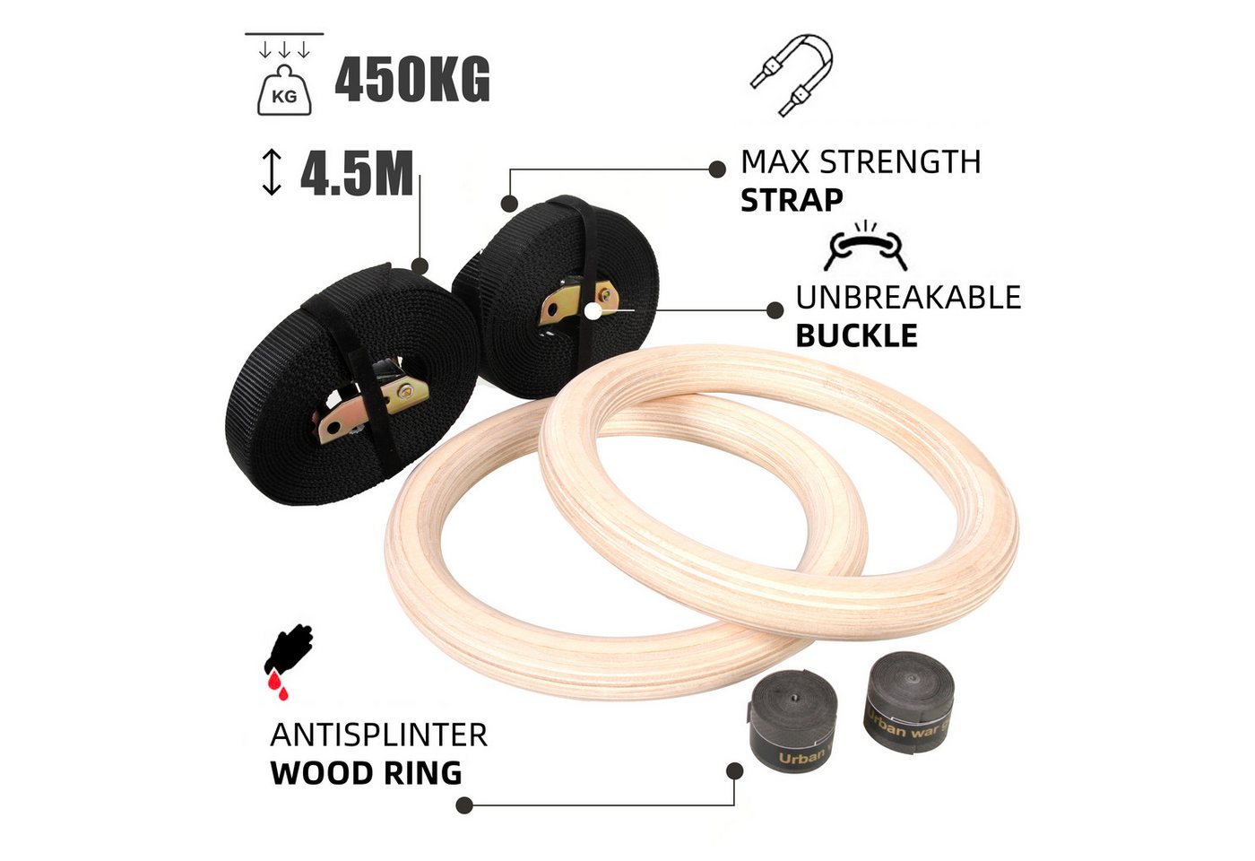 CCLIFE Trainingsring Gymnastikringe Gymnastic Ringe Holz Trainingsringe Turnringe fitness