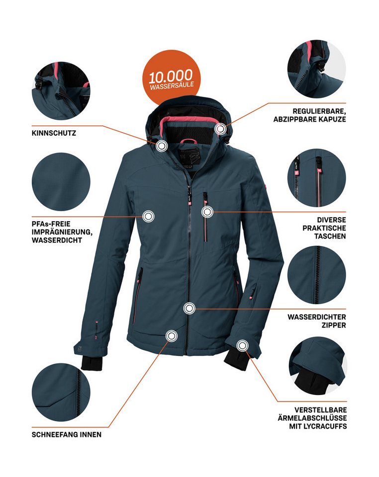 Killtec Skijacke KSW 36 WMN SKI JCKT Wasserdichte Damenjacke mit abnehmbarer Kapuze und Schneefang Bild 4