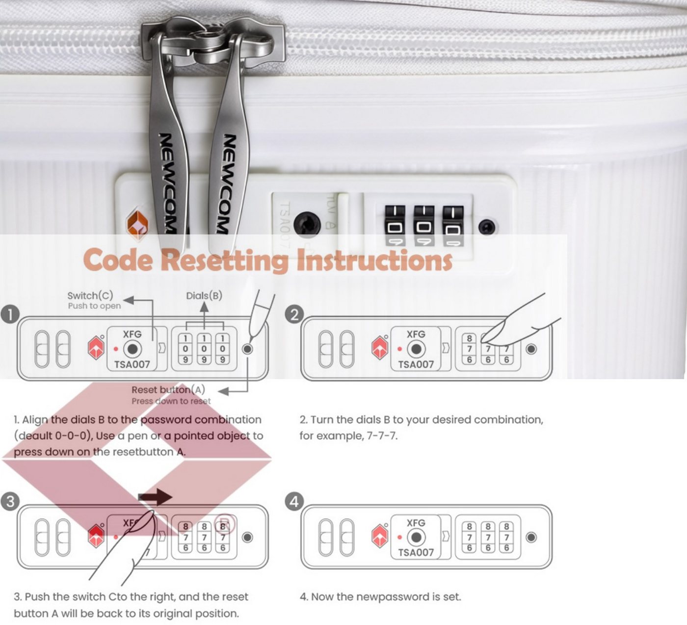 NEWCOM Hartschalen-Trolley Reisekoffer Erweiterbar, Hartschale Koffer mit TSA-Schloss, PP, 4 Rollen, 3-tlg. Koffer Set, Weiß, ultraleicht & robust für den Familienurlaub