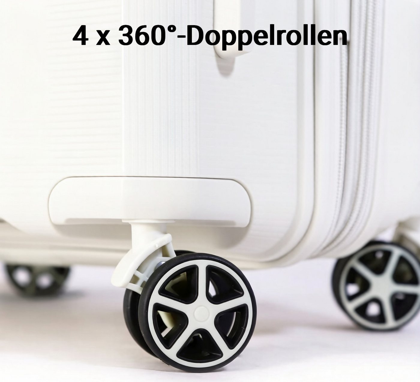 NEWCOM Hartschalen-Trolley Reisekoffer Erweiterbar, Hartschale Koffer mit TSA-Schloss, PP, 4 Rollen, 3-tlg. Koffer Set, Weiß, ultraleicht & robust für den Familienurlaub Bild 4