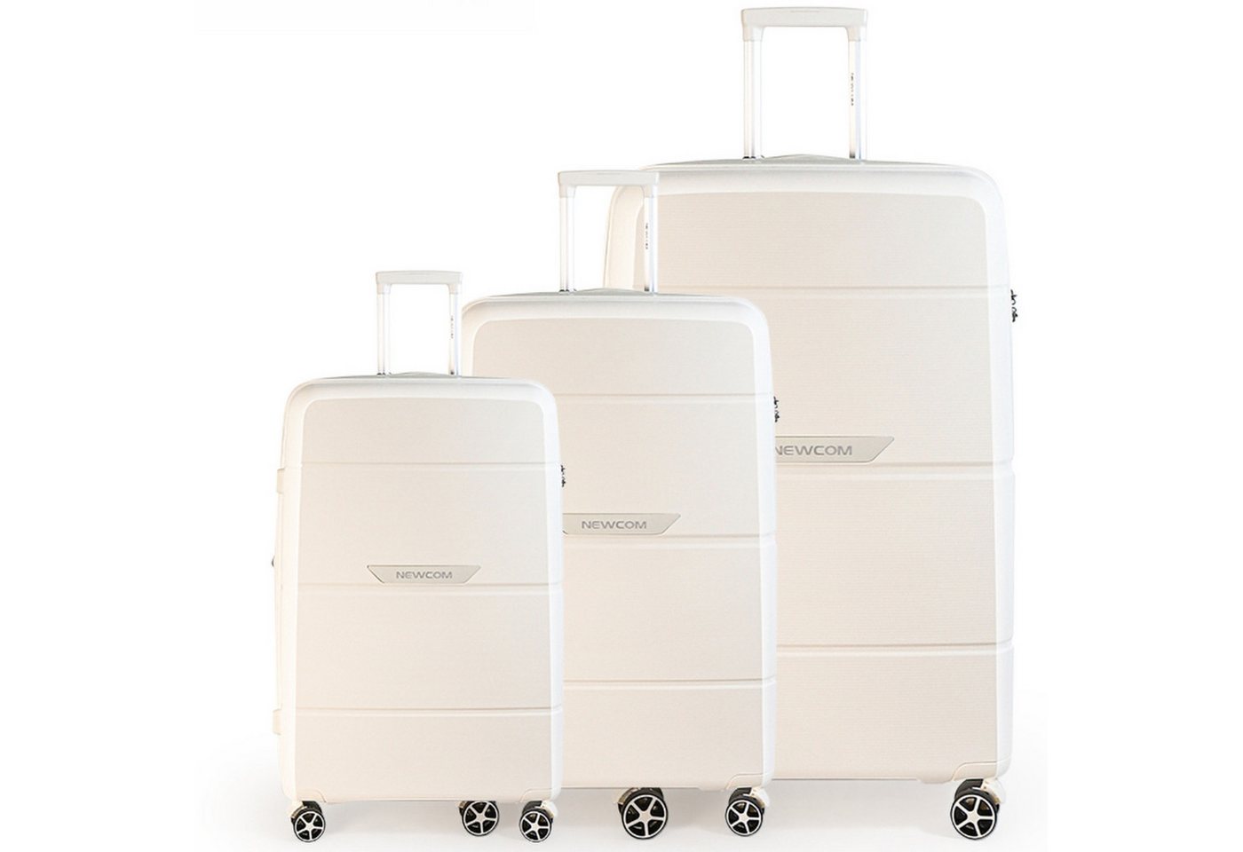 NEWCOM Hartschalen-Trolley Reisekoffer Erweiterbar, Hartschale Koffer mit TSA-Schloss, PP, 4 Rollen, 3-tlg. Koffer Set, Weiß, ultraleicht & robust für den Familienurlaub Bild 5