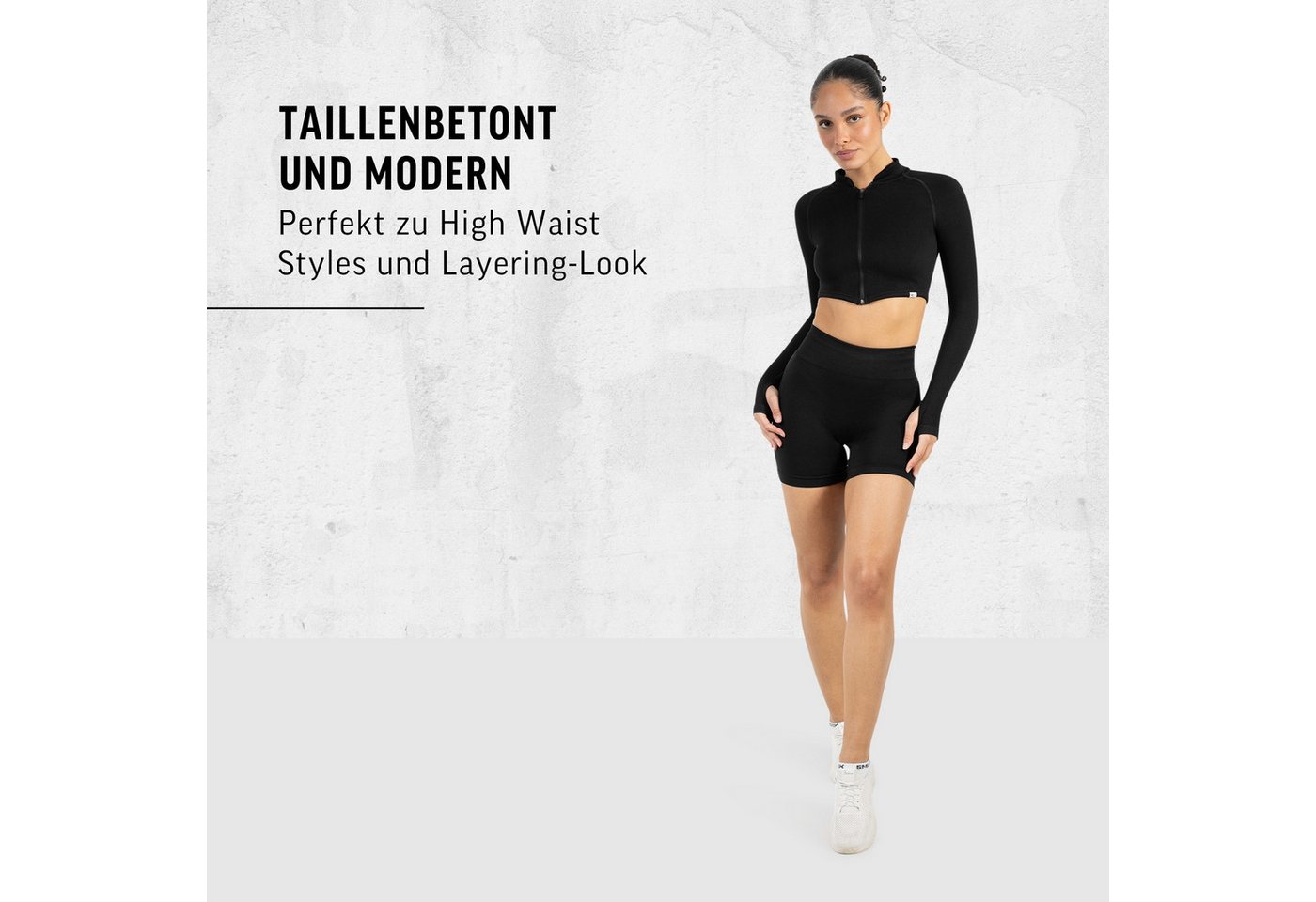 Smilodox Trainingsjacke Harly, Seamless Cropped Sportjacke, Reißverschluss & Daumenlöchern mit Stehkragen, Sport, Warm-up, Freizeit, Layering, Yoga, Training Bild 4