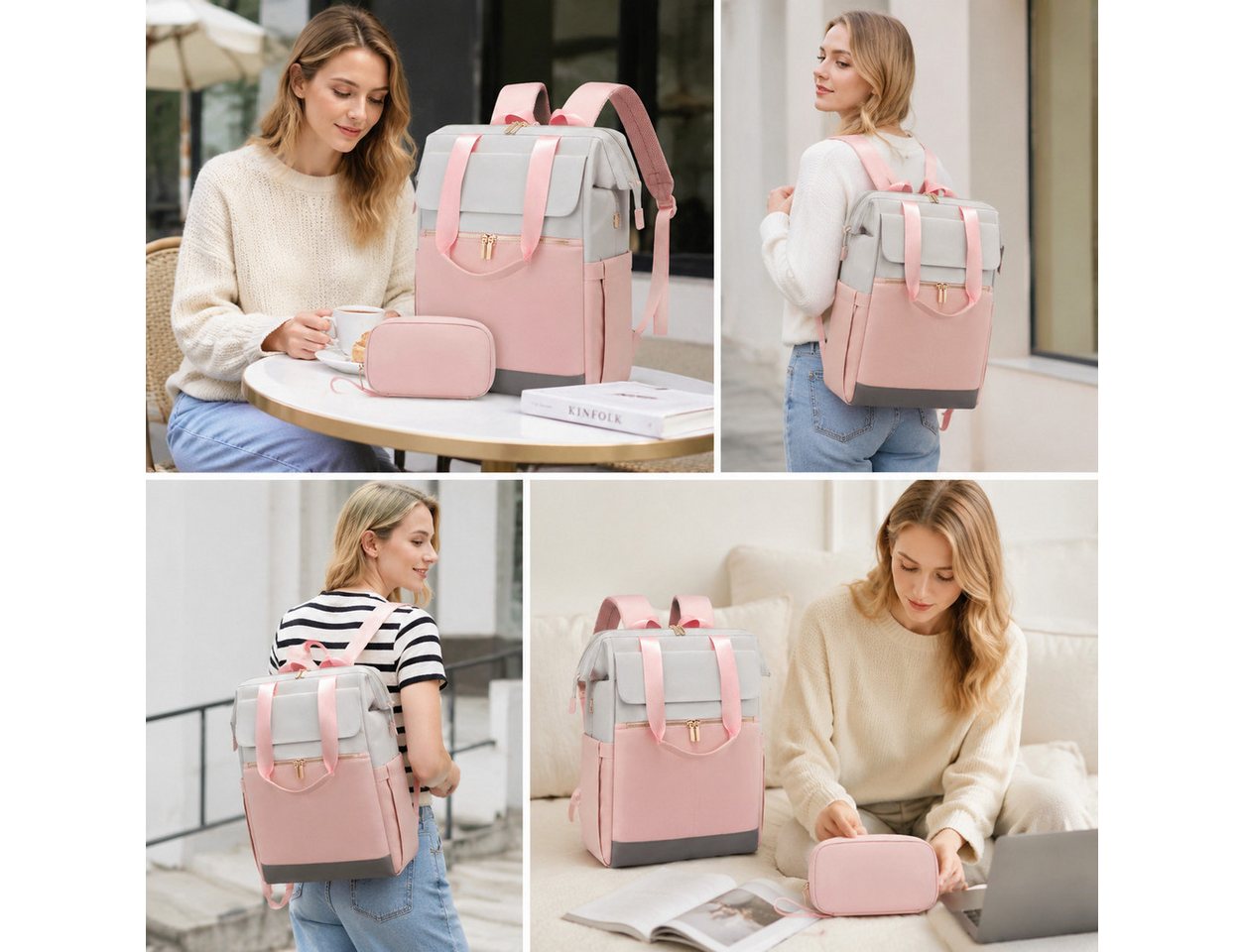 Fyrove Rucksack Reiserucksack mit Laptopfach 15,6 Zoll, TSA Handgepäck Rucksack (Eleganter Damen Laptop Rucksack mit separater Tasche, großes Fassungsvermögen, praktische Organisation), und wasserabweisendes Material für Alltag, Büro und Reisen Bild 5