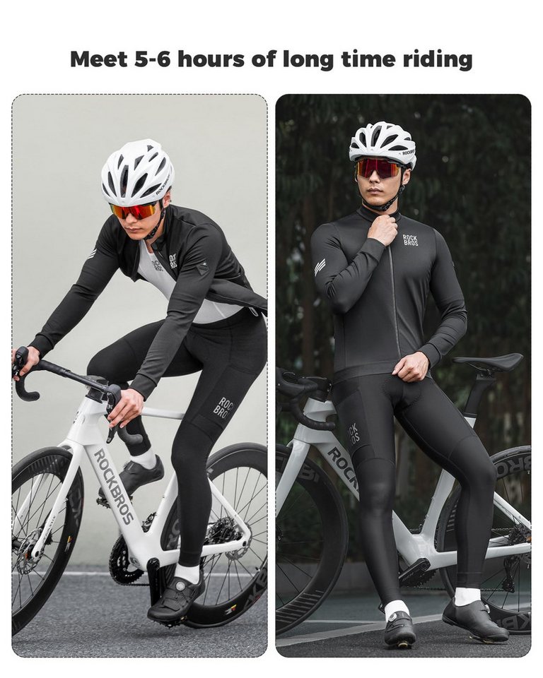 ROCKBROS Fahrradhose Lang Fahrradhose Herren Thermo 3D Polster doppellagige Polsterung, elastisch, winddicht Bild 2