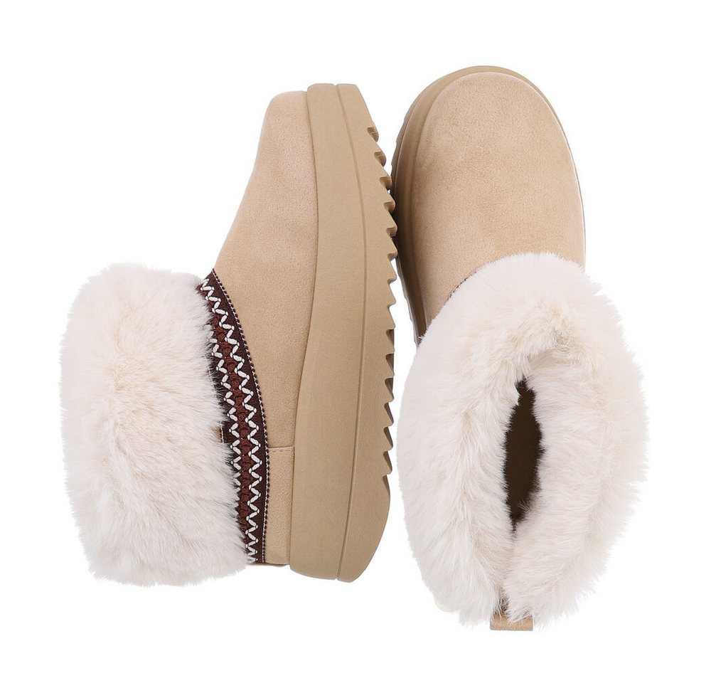 Ital-Design Damen Snowboots Freizeit Snowboots (87214368) Flach Plateaustiefeletten in Beige Bild 3