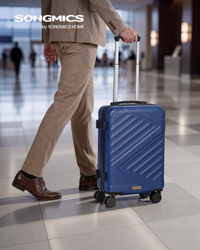 SONGMICS Hartschalen-Trolley Kofferset, 360° Rollen, robuster Reisekoffer, Bordcase, ABS, 55 cm, mit TSA-Schloss, M, Reisekoffer, Hartschalenkoffer, Koffergurt Bild 3