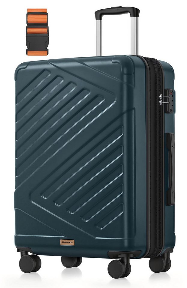 SONGMICS Hartschalen-Trolley Kofferset, 360° Rollen, robuster Reisekoffer, Bordcase, ABS, 65 cm,TSA-Schloss, Zahlenschloss, Koffergurt, erweiterbar, mittel Bild 2