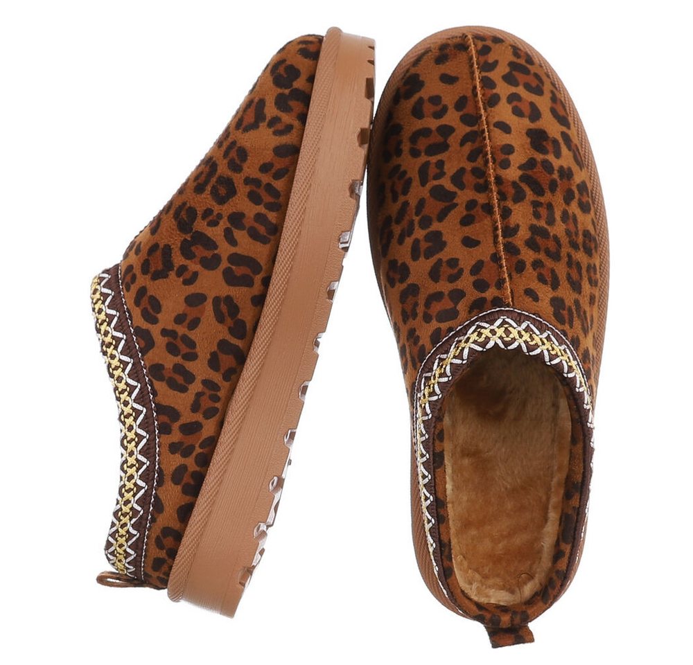 Ital-Design Bequeme Clogs für Damen mit dekorativen Details Snowboots (90457944) Flach Flache Stiefeletten in Braun