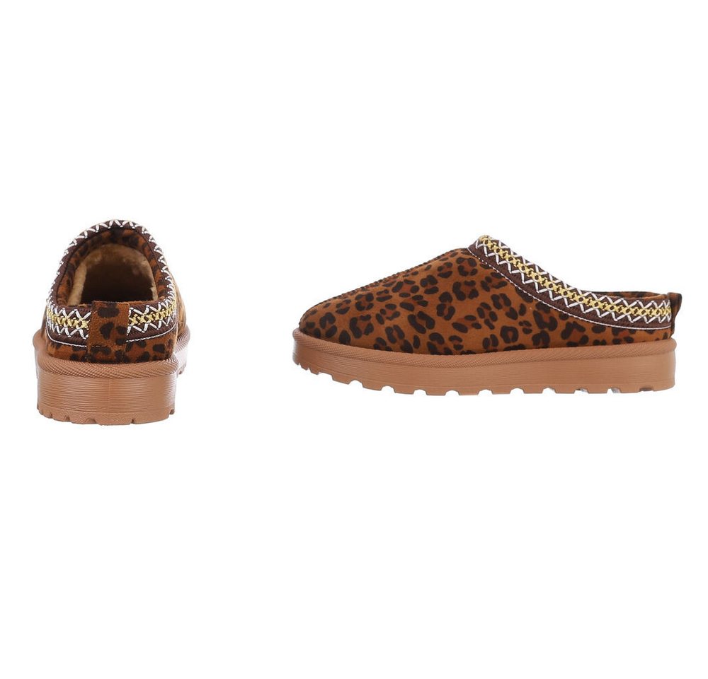 Ital-Design Bequeme Clogs für Damen mit dekorativen Details Snowboots (90457944) Flach Flache Stiefeletten in Braun Bild 3