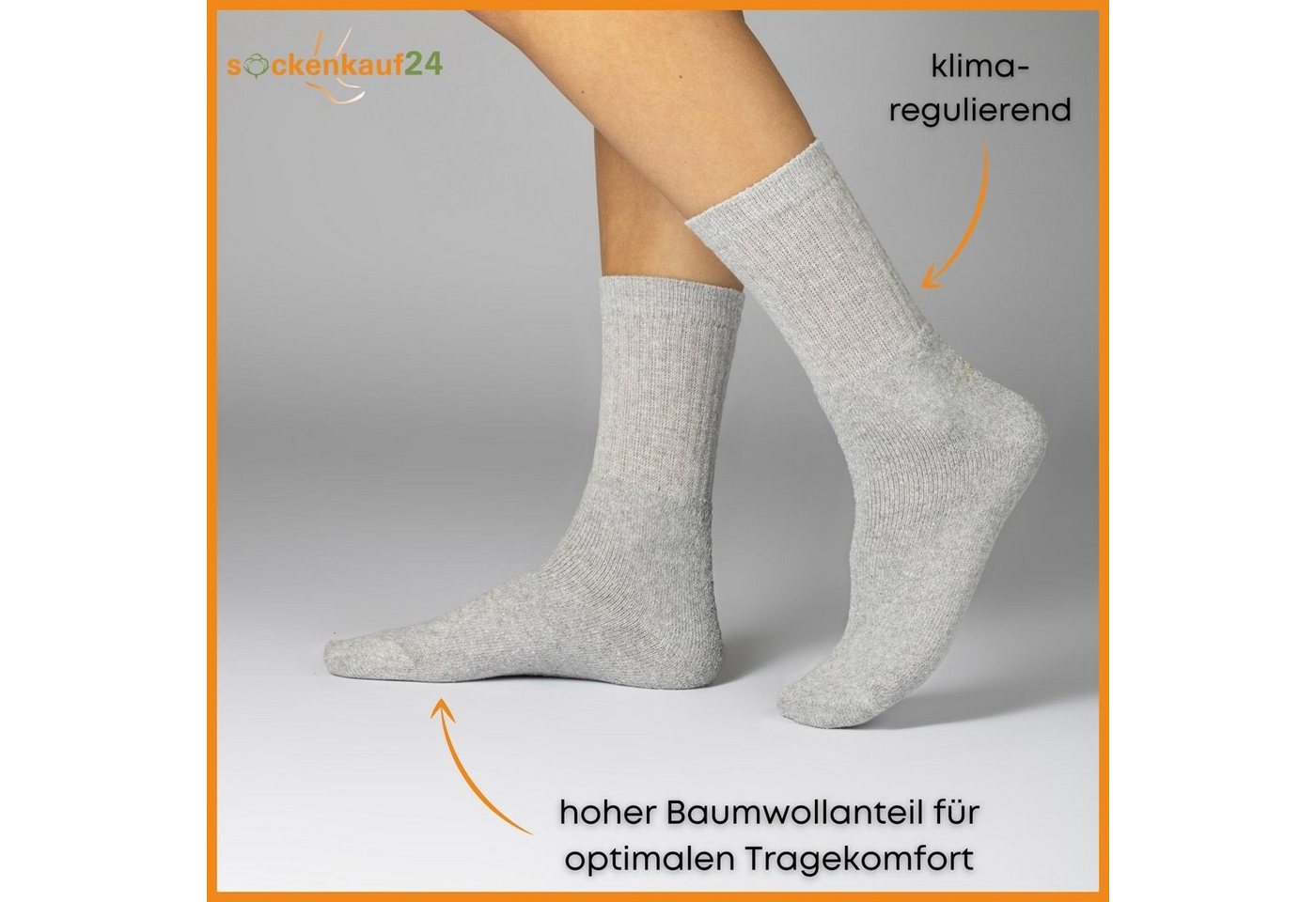 sockenkauf24 Tennissocken 10, 20, 30 Paar Sportsocken Arbeitssocken Herren & Damen (Hellgrau, 20-Paar, 35-38) Socken Baumwolle 10100