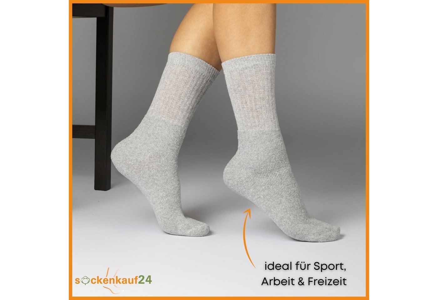 sockenkauf24 Tennissocken 10, 20, 30 Paar Sportsocken Arbeitssocken Herren & Damen (Hellgrau, 20-Paar, 35-38) Socken Baumwolle 10100 Bild 4