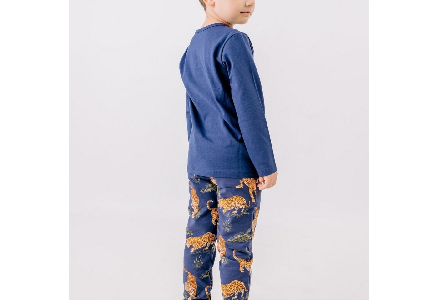 Walkiddy Jogger Pants Walkiddy Tiger & Leopard Bio Baumwolle GOTS Dunkelblau - Bio Baumwolle,GOTS, Kinderbekleidung,nachhaltige Klamotten Bild 2