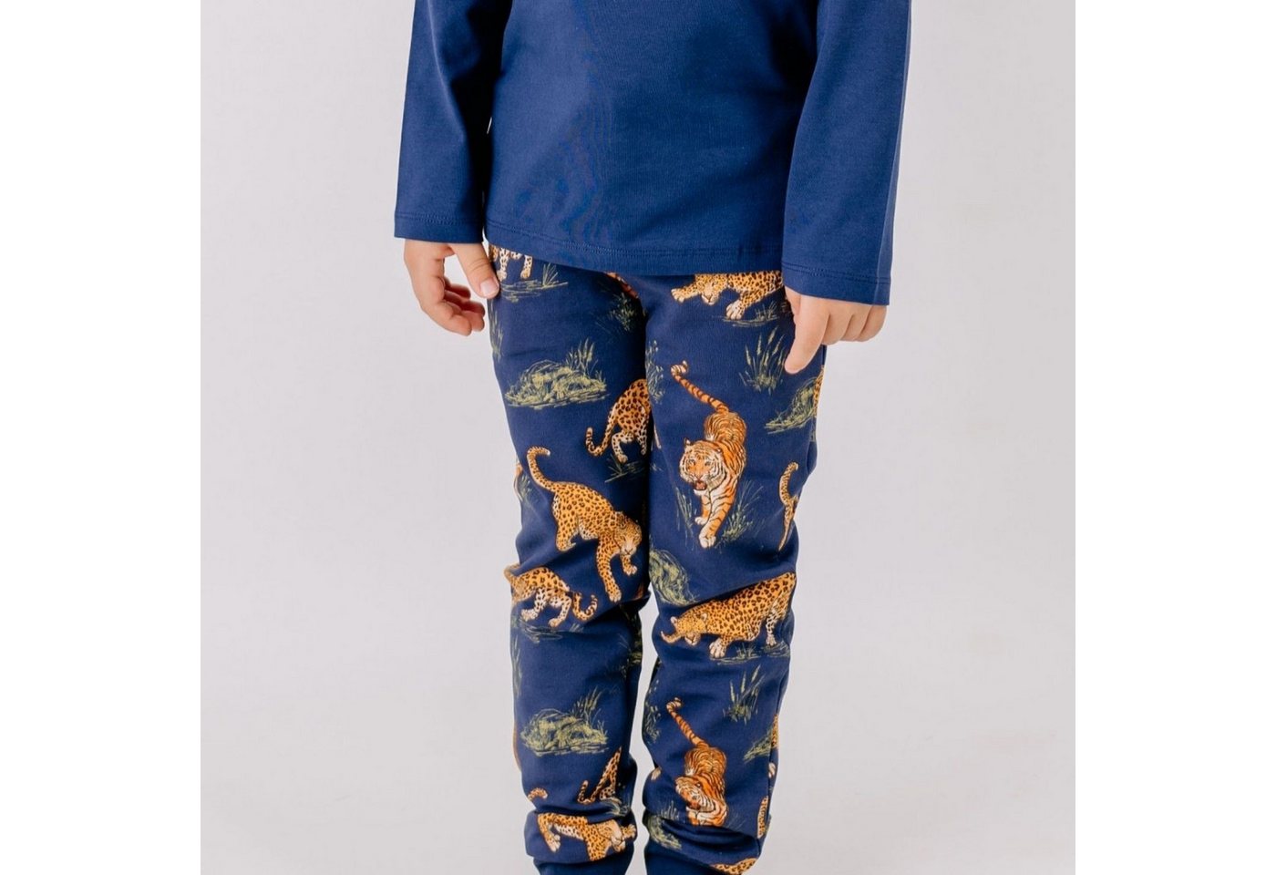 Walkiddy Jogger Pants Walkiddy Tiger & Leopard Bio Baumwolle GOTS Dunkelblau - Bio Baumwolle,GOTS, Kinderbekleidung,nachhaltige Klamotten Bild 3
