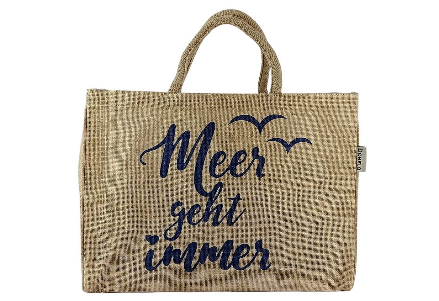 Domelo Einkaufsshopper Jute Einkaufskorb, Vegan Einkaufstasche, Korbtasche, Shopping bag, verstärkter Boden, wasserabweisende Innenbeschichtung