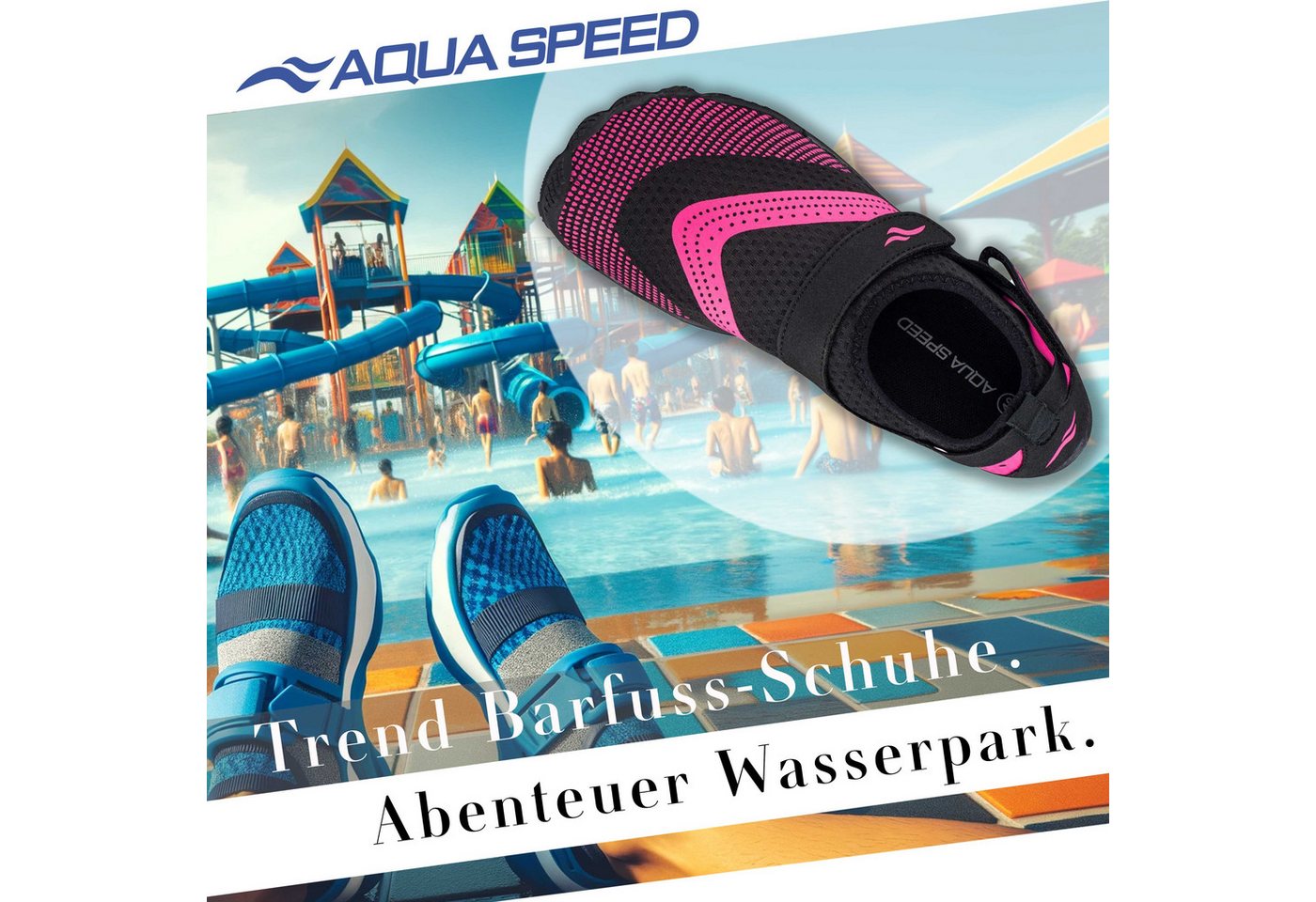 Aqua Speed Badeschuhe AGAMA Gr. 35 – Schwarz/Pink + Handtuch Wasserschuh (Strandschuhe für Kinder – weich, sicher & ideal für Urlaubstage) Flexibel & schnelltrocknend – Für Sport, Strand & Urlaub Bild 3