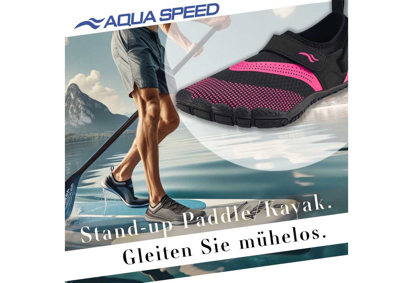 Aqua Speed Badeschuhe AGAMA Gr. 35 – Schwarz/Pink + Handtuch Wasserschuh (Strandschuhe für Kinder – weich, sicher & ideal für Urlaubstage) Flexibel & schnelltrocknend – Für Sport, Strand & Urlaub Bild 5