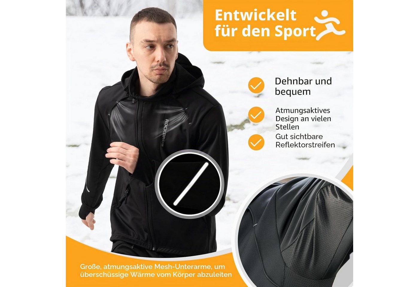ROCKBROS Fahrradjacke Herren Softshell Radjacke winddicht wasserdicht atmungsaktiv Bild 3