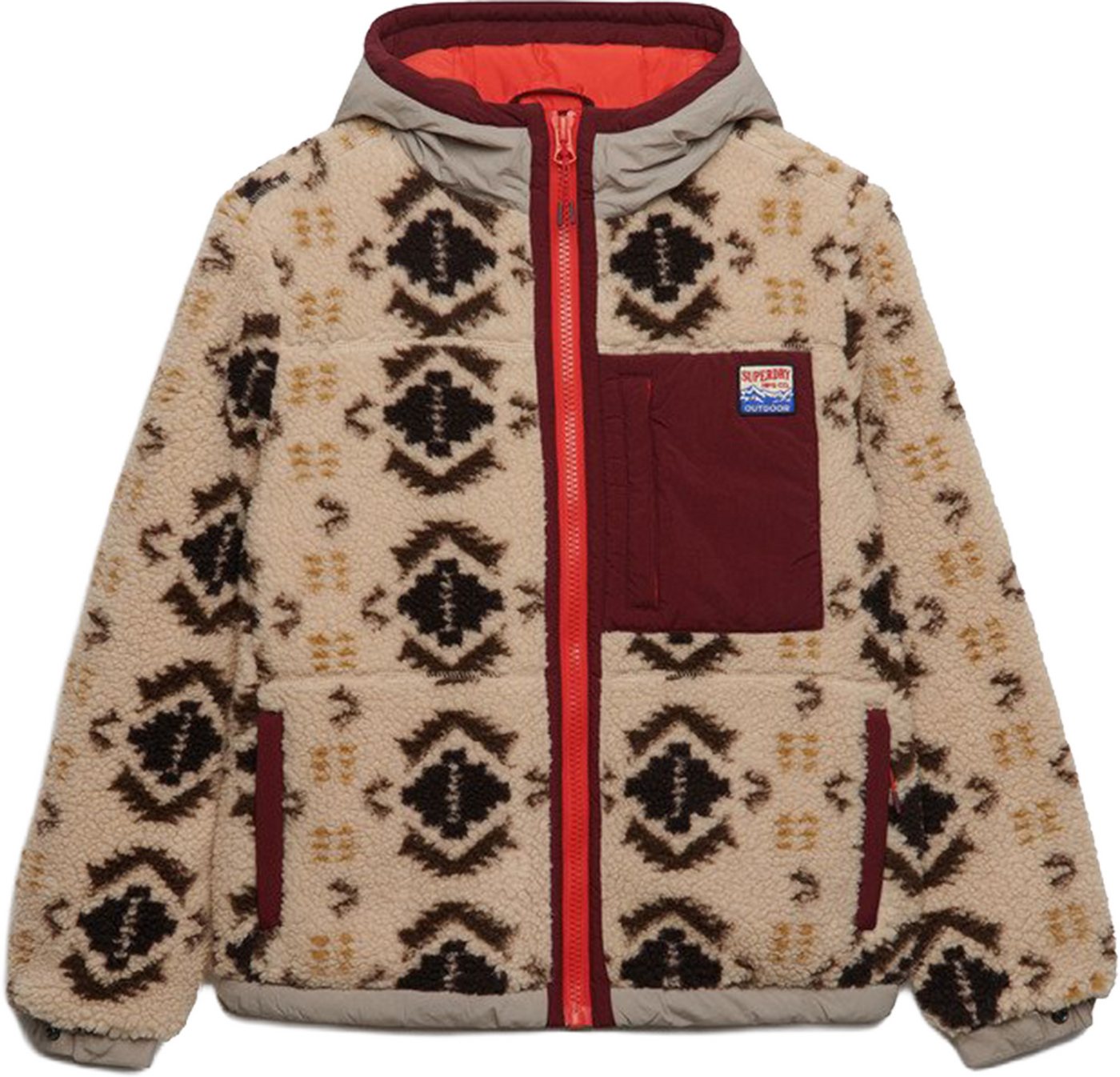 Superdry Motorradjacke Sherpa Jacquard Fleece Damen Hybridjacke Bild 3