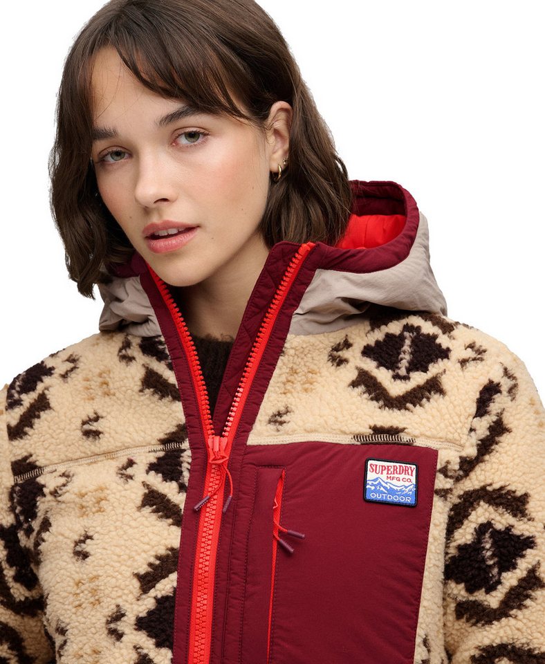 Superdry Motorradjacke Sherpa Jacquard Fleece Damen Hybridjacke Bild 4
