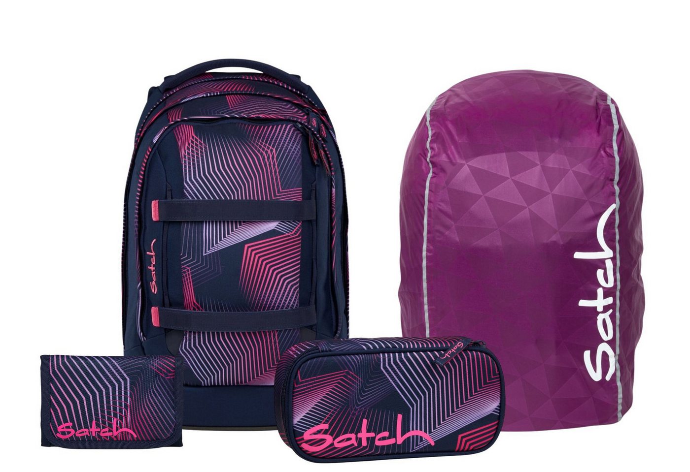 Satch Schulranzen Schulrucksack-Set PACK Seismic Pink 4-teilig (4-teilig), ergonomisch, Your-Size-System: auf Körpergröße anpassbar Bild 2