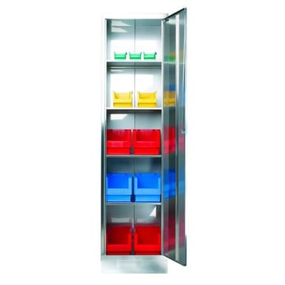 Edelstahlschrank Inox, mit 4 Einlegeböden, B 500, T 500, H 1950 mm