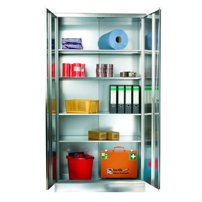 Edelstahlschrank Inox, mit 4 Einlegeböden, B 1000, T 600, H 1950 mm