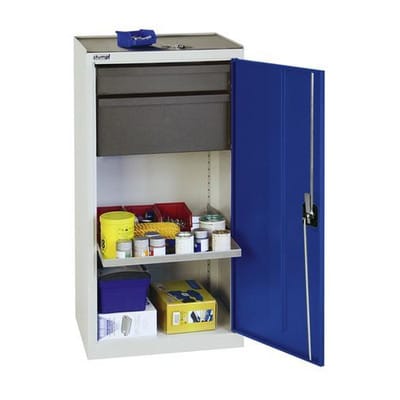 Werkzeug- u. Materialschrank Professional 3000, 2 Schubladen, 1 Wannenboden, grau/blau, B 500 mm