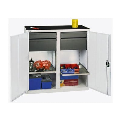 Werkzeug- u. Materialschrank Professional 3000, mit 4 Schubladen, 2 Wannenböden, grau, B 1000 mm