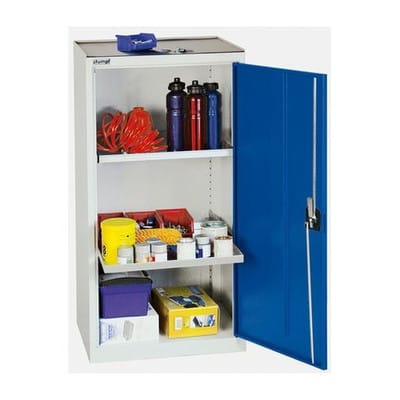 Werkzeug- u. Materialschrank Professional 3000, mit 2 Wannenböden, grau/blau, B 500 mm