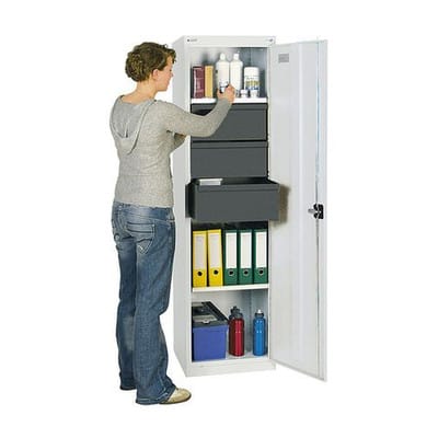 Werkzeug- u. Materialschrank Professional 3000, mit 3 Schubladen, 3 Wannenböden, grau, B 500 mm
