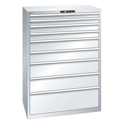Schubladenschrank Lista,9 Schubladen, B 1023 mm, lichtgrau, KEY Lock