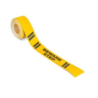 m2-Antirutschbelag™, Warnmarkierung, schwarz/gelb, "Beware Step", Rolle 75 mm x 18,3m