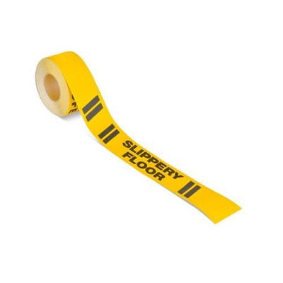 m2-Antirutschbelag™, Warnmarkierung, schwarz/gelb, "Slippery Floor", Rolle 75 mm x 18,3m