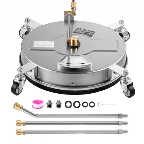 VEVOR Hochdruckreiniger-Oberflächenreiniger 419mm Bodenreiniger mit Rädern, Flächenreiniger für Einfahrt Gehweg Bordstein, Edelstahl, Max. 276 bar, mit 1/4 Zoll Schnellanschluss & Verlängerungsrohren