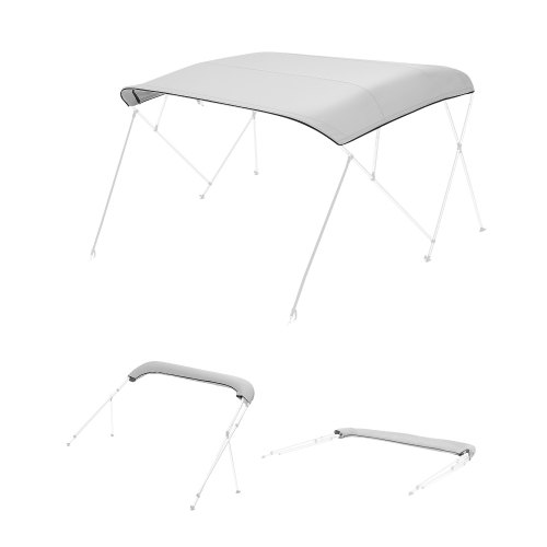 VEVOR Bimini Top Ersatzverdeck für 91-96 Zoll Boote 600D Polyester Grau Bootsverdeck mit Reißverschluss, Aufbewahrungstasche, Windbeständigkeit Stufe 3-4 und Faltbarem Design, ohne Gestell