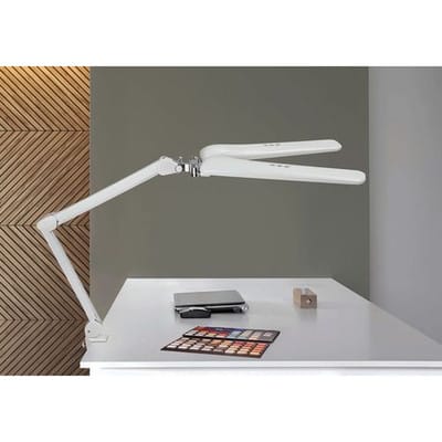 LED-Arbeitsplatzleuchte Kari, mit 2 Leuchtenköpfen, stufenlos dimmbar, mit Klemmfuß